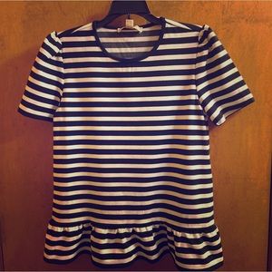 Michael Kors Collection Black/White Peplum Shirt